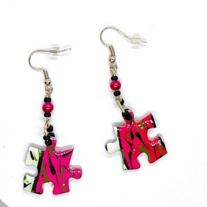 Puzzle piece earrings. Hand crafted. New